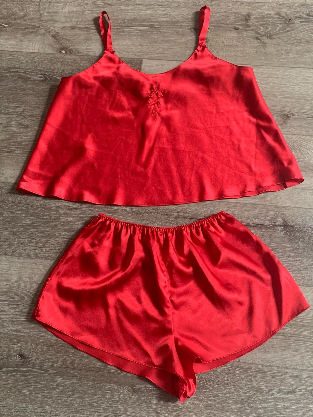 Inner Most Red Satin Camisole & Shorts Set size M